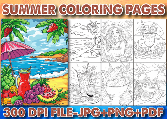 Download Sunny Summer Coloring Pages for Adults - Summer Collection