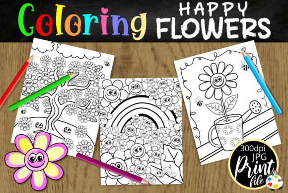 Download Happy Flowers Kids Summer Coloring Pages - Summer Collection