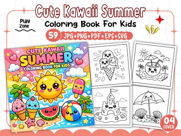 Download Kids - Cute Kawaii Summer Coloring Pages - Summer Collection