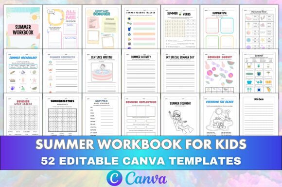 Download Canva Editable Summer Workbook for Kids - Summer Collection