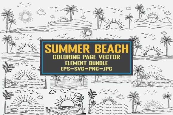 Download Summer Beach Coloring Page Vector Bundle - Summer Collection