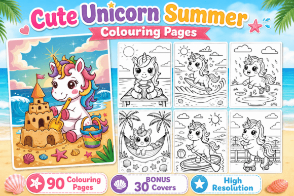Download Cute Unicorn Summer Colouring Pages - Summer Collection