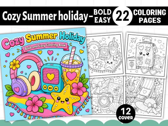Download Cute Summer Bold and Easy Coloring Pages - Summer Collection