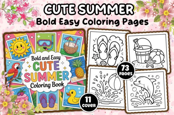 Download Bold and Easy Cute Summer Coloring Book - Summer Collection