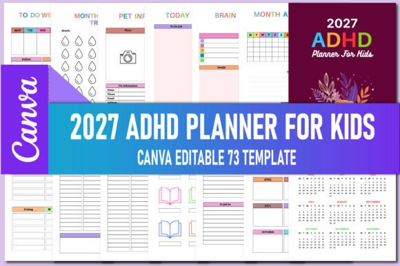 Download 2027 ADHD Planner for Kids KDP Interiors - Kdp interiors Collection