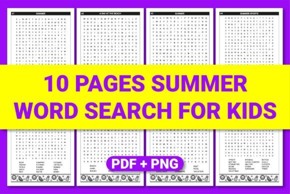 Download SUMMER WORD SEARCH ACTIVITY PAGES | KDP - Summer Collection
