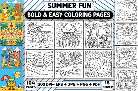 Download Summer Fun: Bold and Easy Coloring Pages - Summer Collection