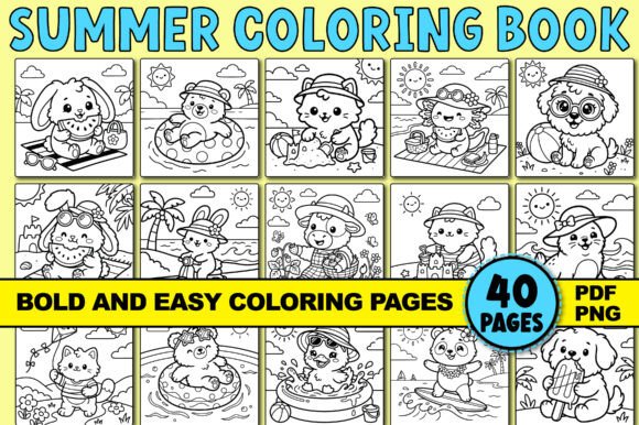 Download EASY and BOLD SUMMER CUTE COLORING BOOK - Summer Collection