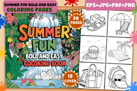 Download Summer Fun Bold and Easy Coloring Pages - Summer Collection