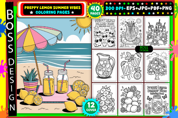 Download Preppy Lemon Summer Vibes Coloring Pages - Summer Collection