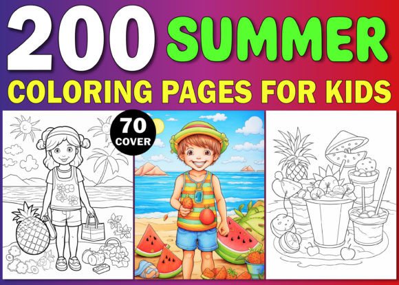 Download 200 Kids Summer Coloring Pages for - KDP - Summer Collection