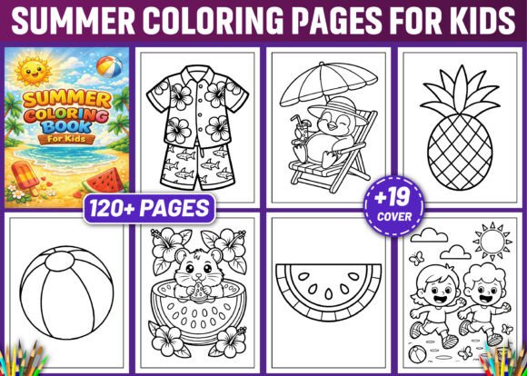 Download 120 SUMMER COLORING PAGES for KIDS-KDP - Summer Collection