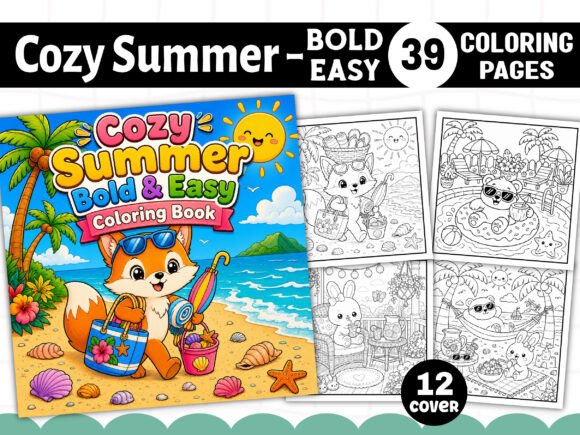 Download Cozy Summer Bold and Easy Coloring Book - Summer Collection