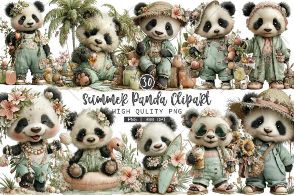 Download Summer Panda PNG Clipart - Summer Collection
