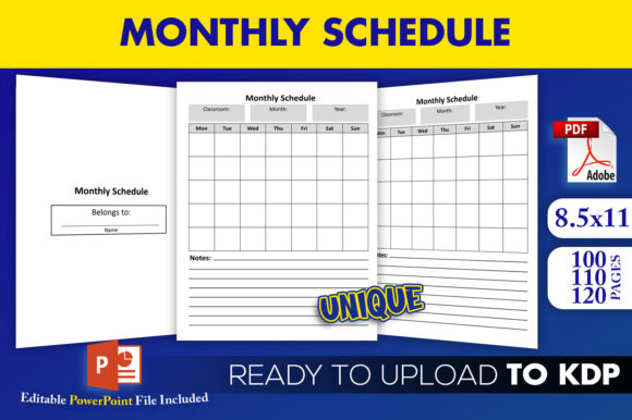 Download Monthly Schedule | KDP Interior Editable - Kdp interior editable Collection