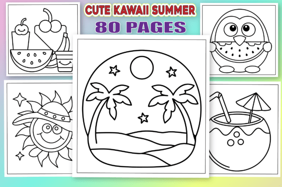 Download Kawaii Summer, Bold &amp; Easy Coloring Page - Summer Collection